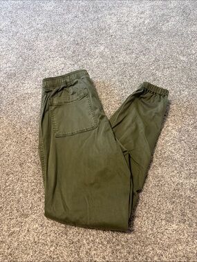 Women’s Olive Green Elastic Waist Casual Pants